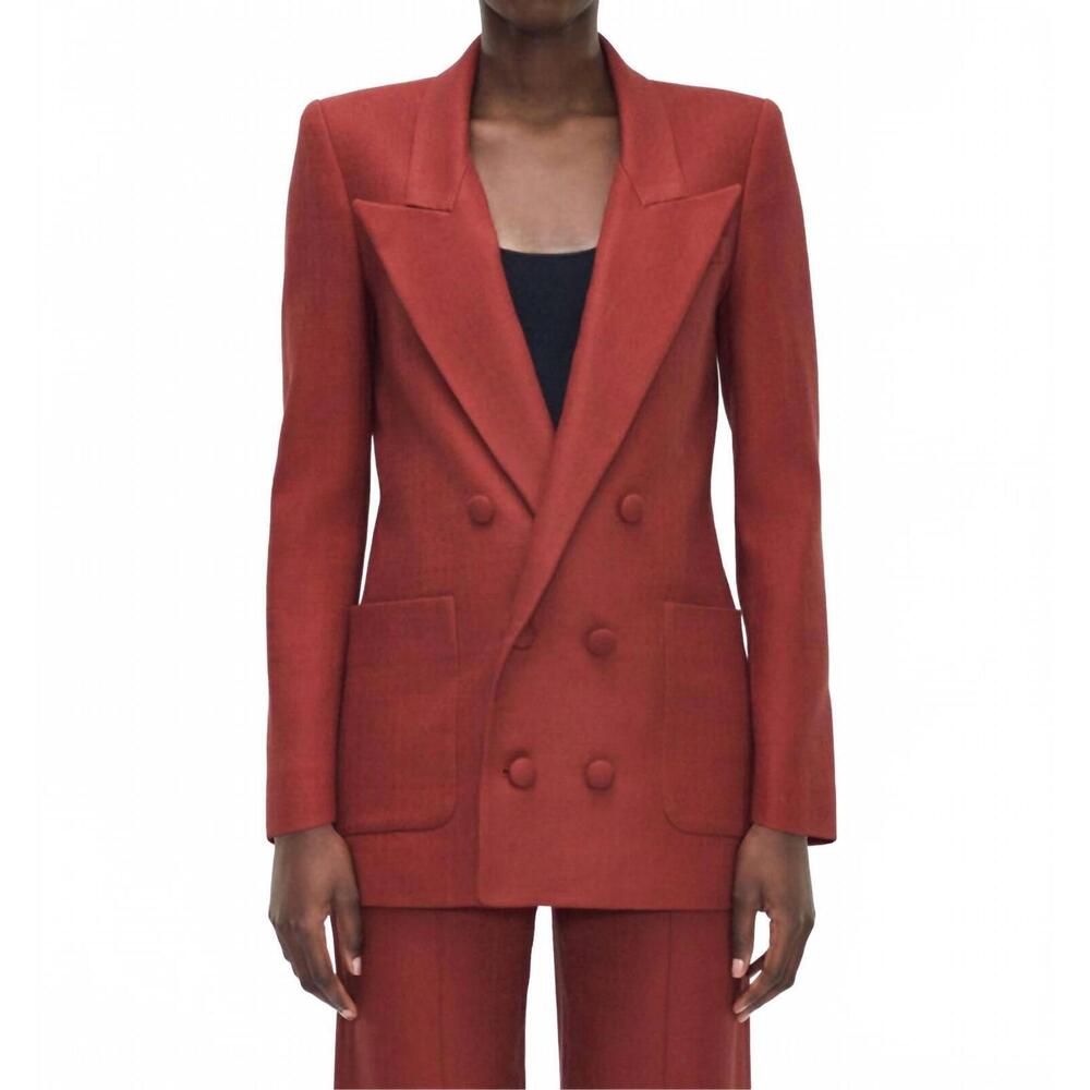 NEW ADAM LIPPES riva double-breasted front jacket in sienna